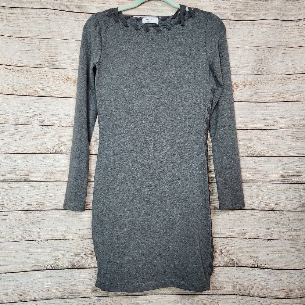 Bailey 44 Women's Size Medium Jersey Knit Braided  Long Sleeve Body Con Dress